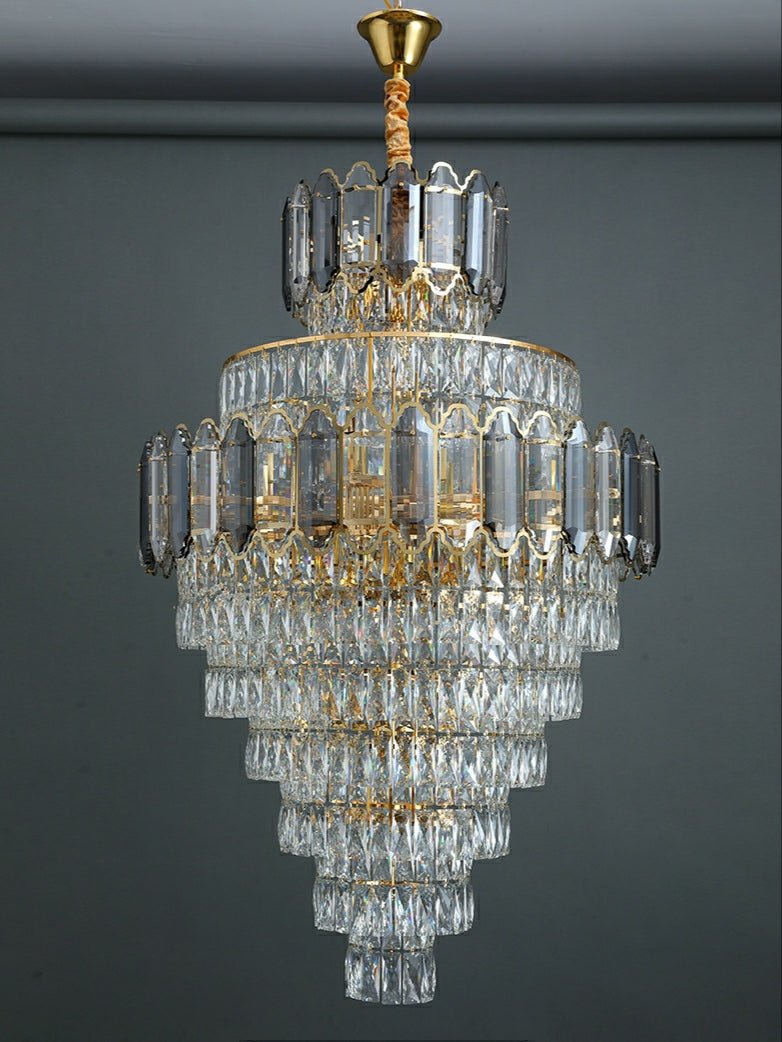 Large Staircase Crystal Chandelier Living Room Ceiling Light Fixture For Hotel Entrance In Gold Finish - D59.1"*H96.5"/ 80 LightsWarm LightJoyfuzzy