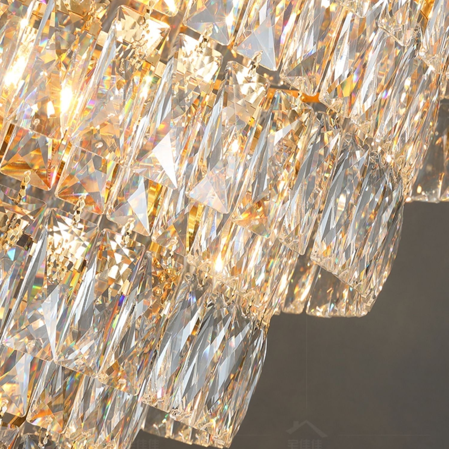 Large Staircase Crystal Chandelier Living Room Ceiling Light Fixture For Hotel Entrance In Gold Finish - D47.2"*H79.9"/ 50 LightsWarm LightJoyfuzzy