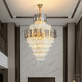 Large Staircase Crystal Chandelier Living Room Ceiling Light Fixture For Hotel Entrance In Gold Finish - D39.4