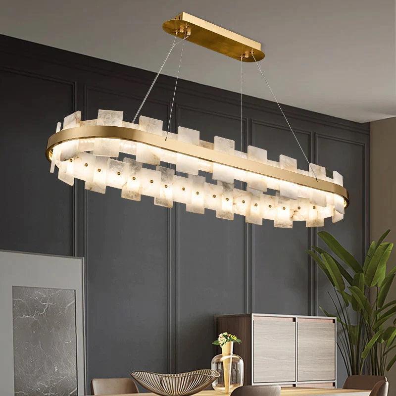 Larry Modern Oval Marble Island Chandelier - Joyfuzzy