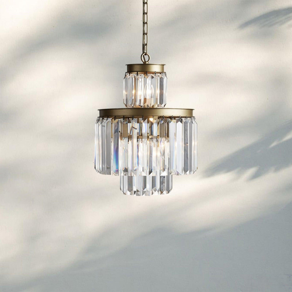 Layland Tiered Round Chandelier Lighting-6-Light 15''-Antique Brass-