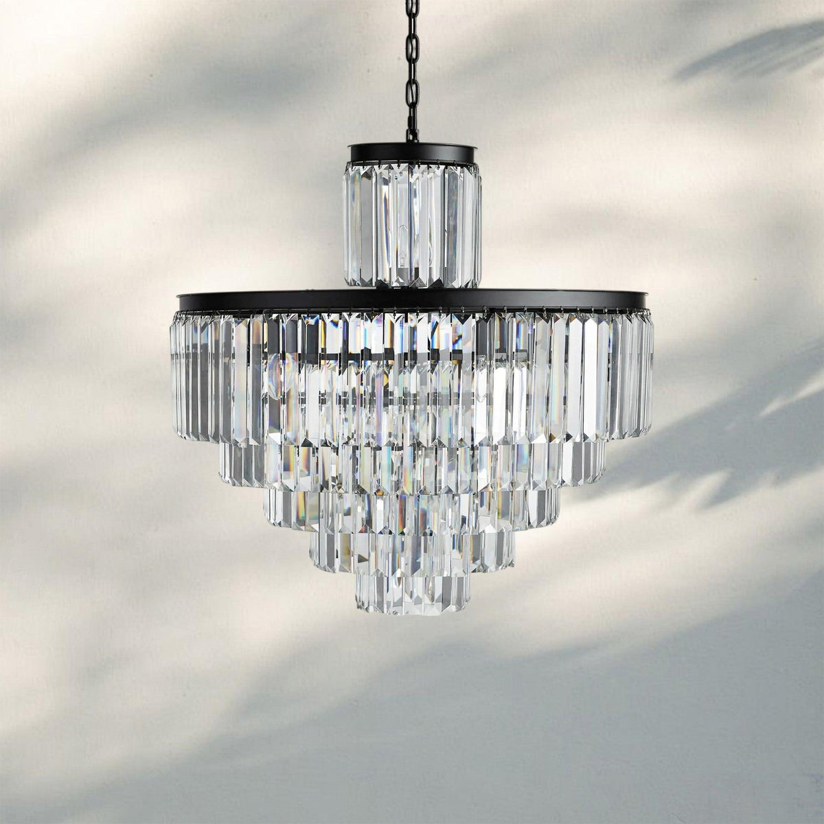 Layland Tiered Round Chandelier Lighting-22-Light 32.5''-Matte Black-