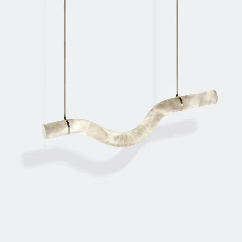 Liberty Curved Pendant Alabaster Chandelier, Pendant Light Over Dining Table - Style ABrassJoyfuzzy