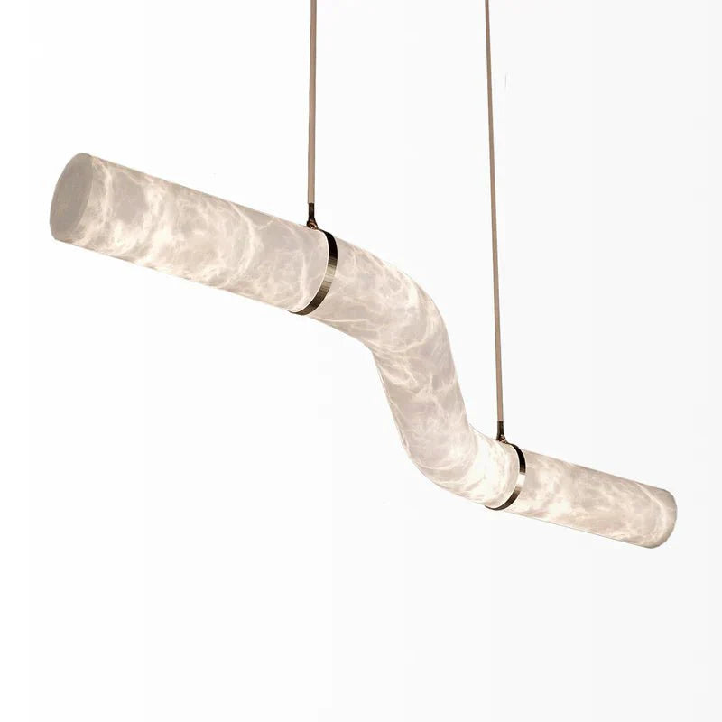 Liberty Curved Pendant Alabaster Chandelier, Pendant Light Over Dining Table - Style ABrassJoyfuzzy