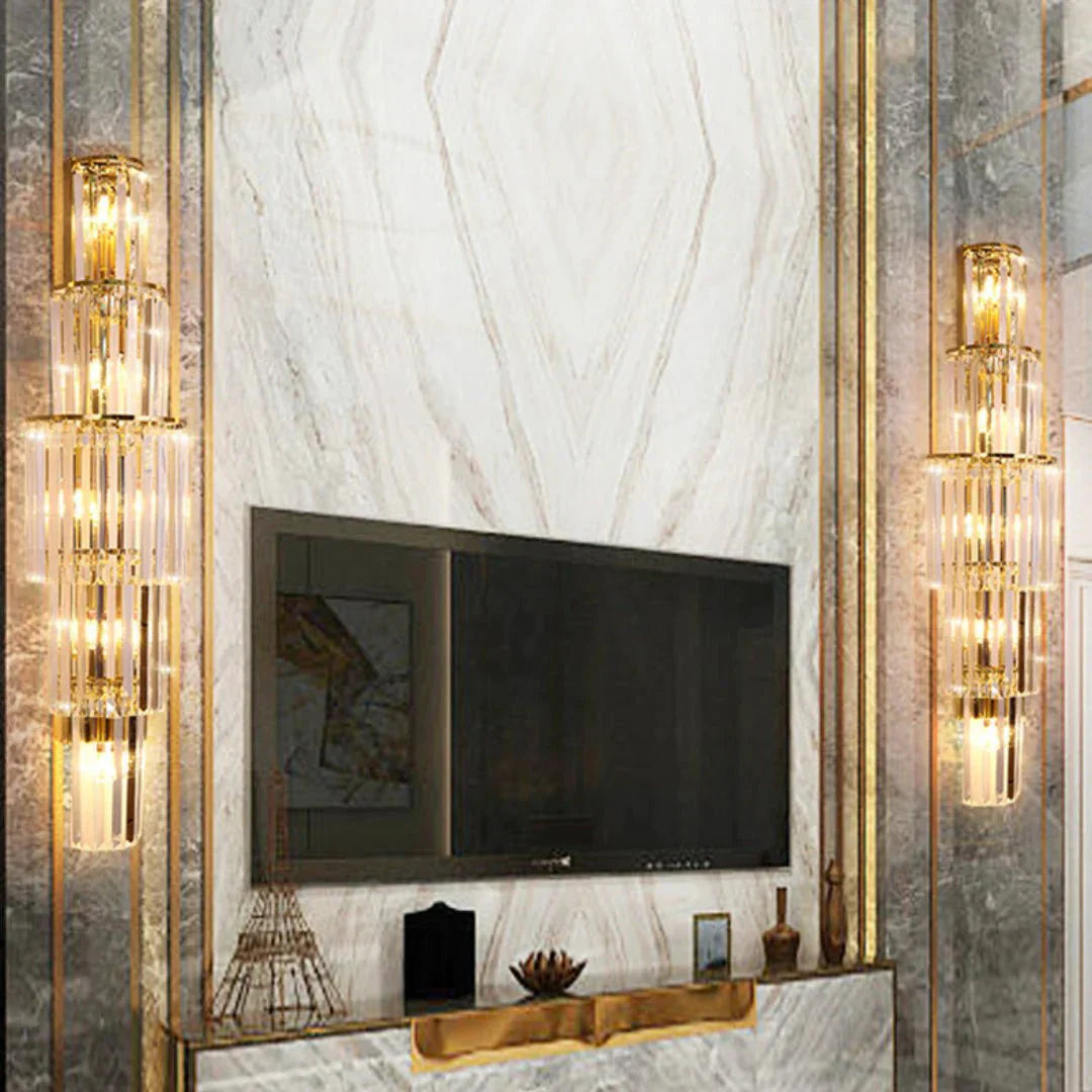 Light Luxury Crystal Layered Wall Lamp - Joyfuzzy