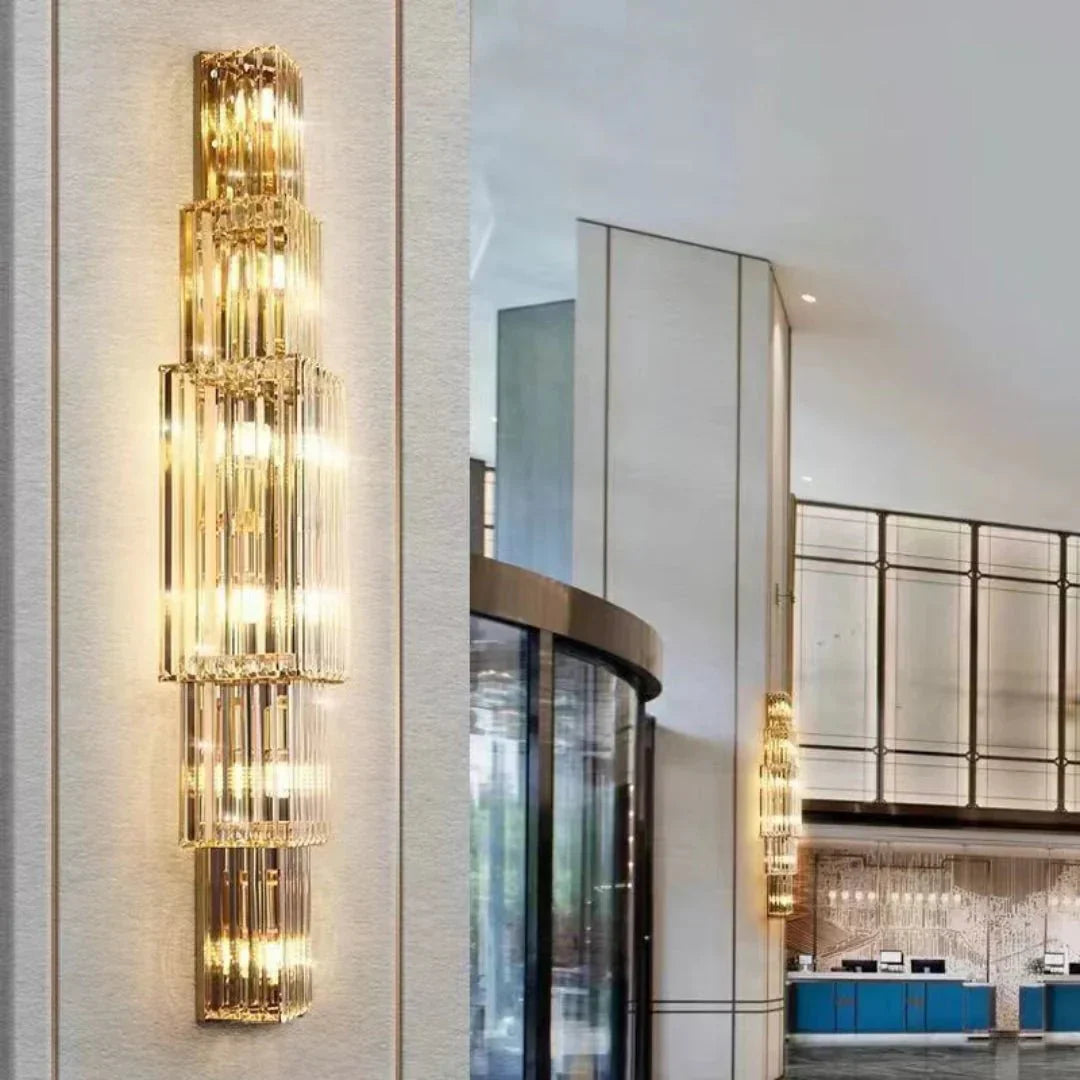 Light Luxury Crystal Layered Wall Lamp - Joyfuzzy