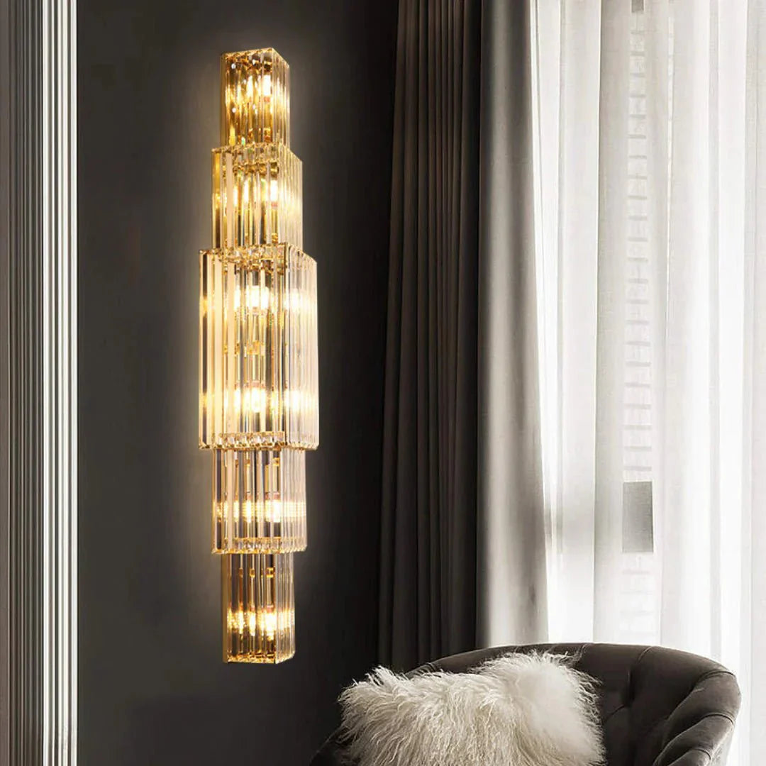 Light Luxury Crystal Layered Wall Lamp - Joyfuzzy