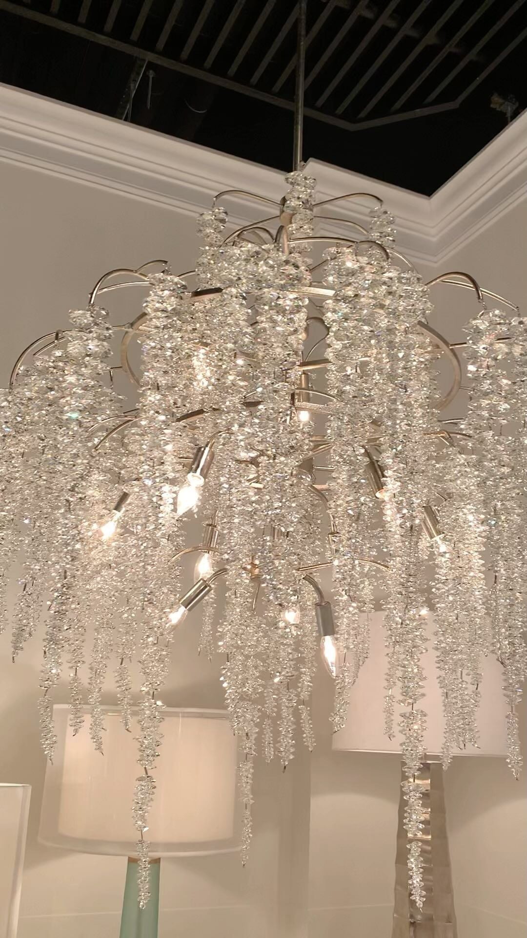 Light Luxury Silver Flower Branch Chandelier with Icicle Details for Bedroom Dining Room and Hallway - 9 Lights/D 23.6"*H 27.8"Warm LightJoyfuzzy