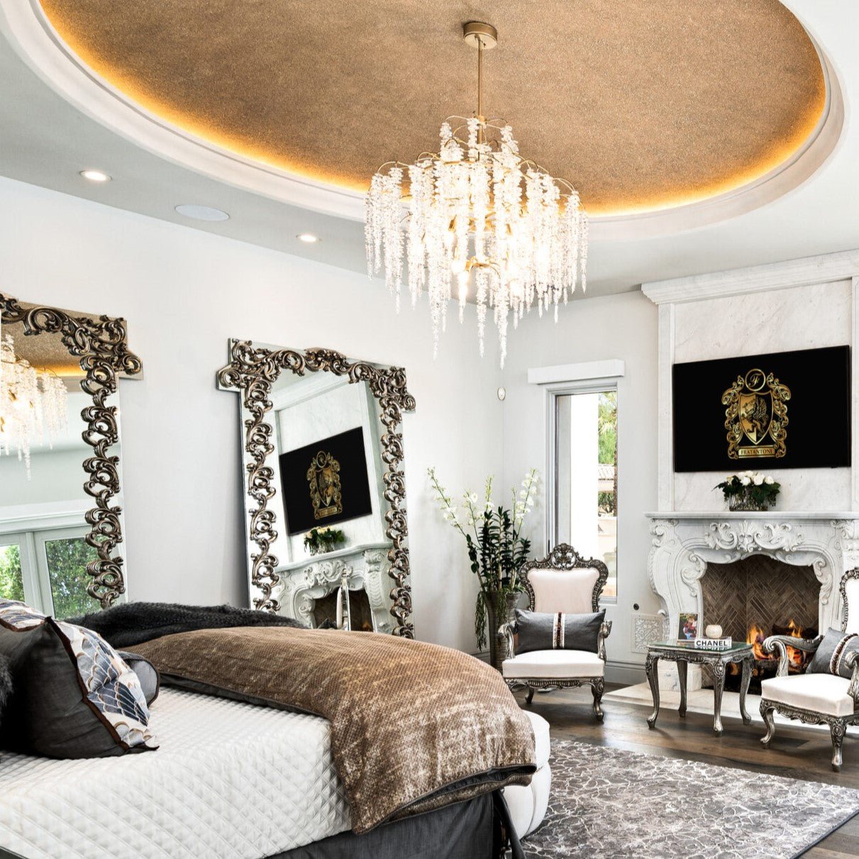 Light Luxury Silver Flower Branch Chandelier with Icicle Details for Bedroom Dining Room and Hallway - 9 Lights/D 23.6"*H 27.8"Warm LightJoyfuzzy