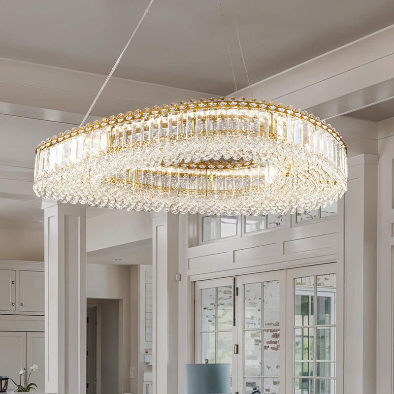 Lohan 31.5" Modern LED Crystal Chandelier for Dining Room, Kitchen Island, Living Room, Bedroom, Foyer-