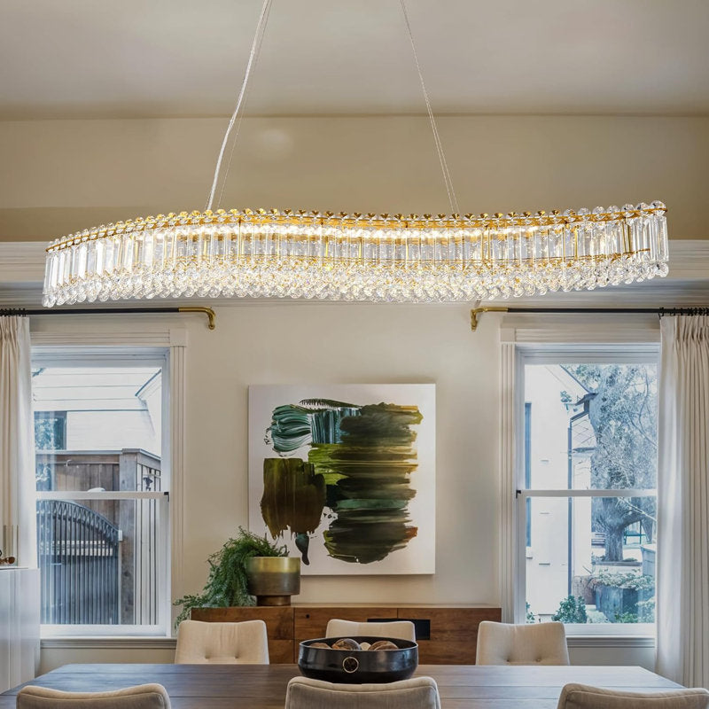 Lohan 31.5" Modern Luxury Geometric LED Crystal Kitchen Island Chandelier-