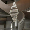 Long Crystal Tassel Rings Chandelier Extra Large Living Room Staircase High Ceiling Lighting Fixture - Joyfuzzy