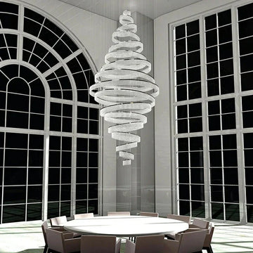 Long Crystal Tassel Rings Chandelier Extra Large Living Room Staircase High Ceiling Lighting Fixture - Joyfuzzy