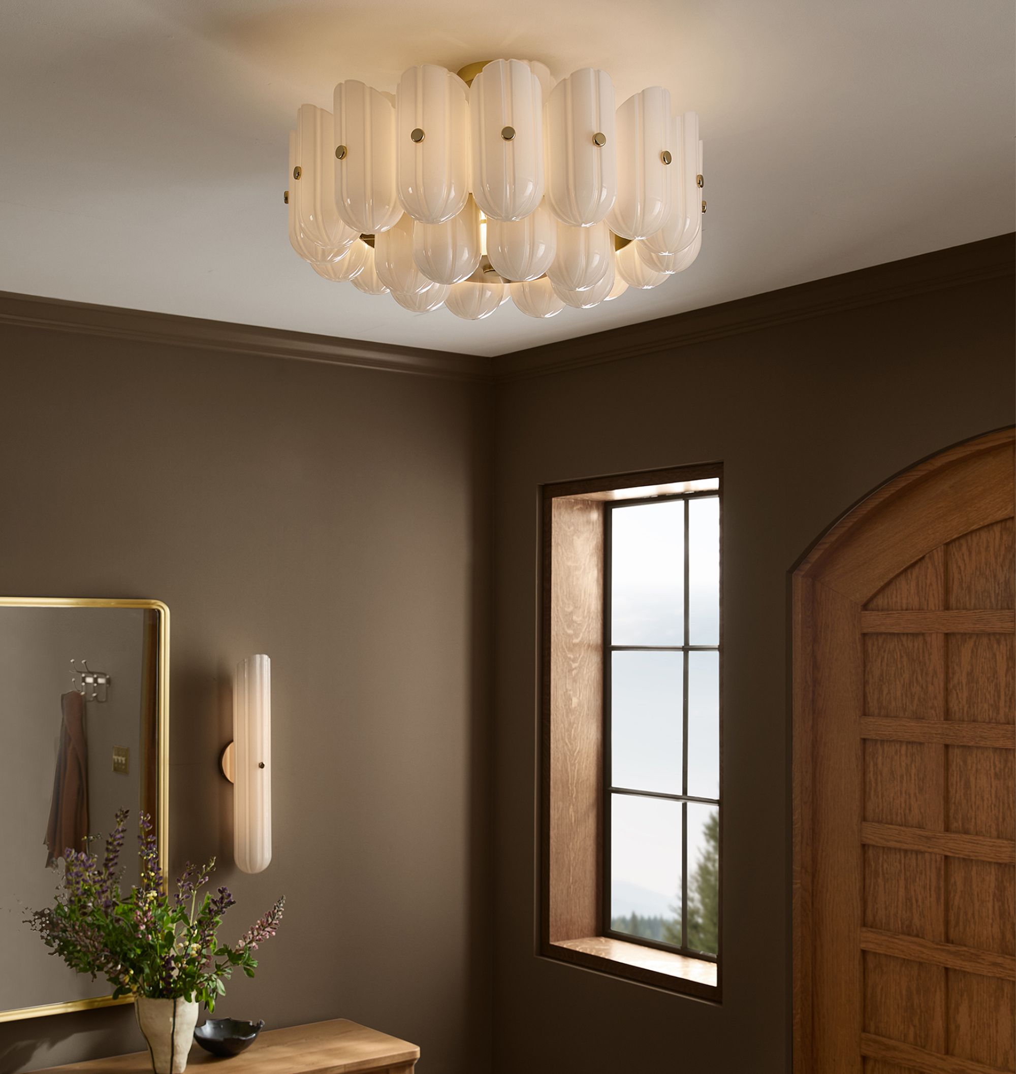 Lorna LED Double Tier Flush Mount 25" - Aged BrassJoyfuzzy