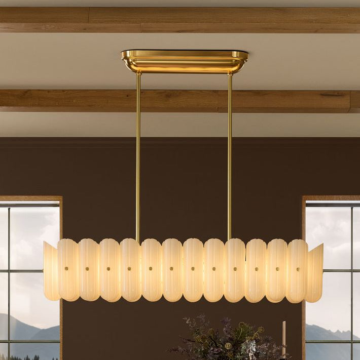 Lorna LED Linear Chandelier 55" - Aged BrassJoyfuzzy