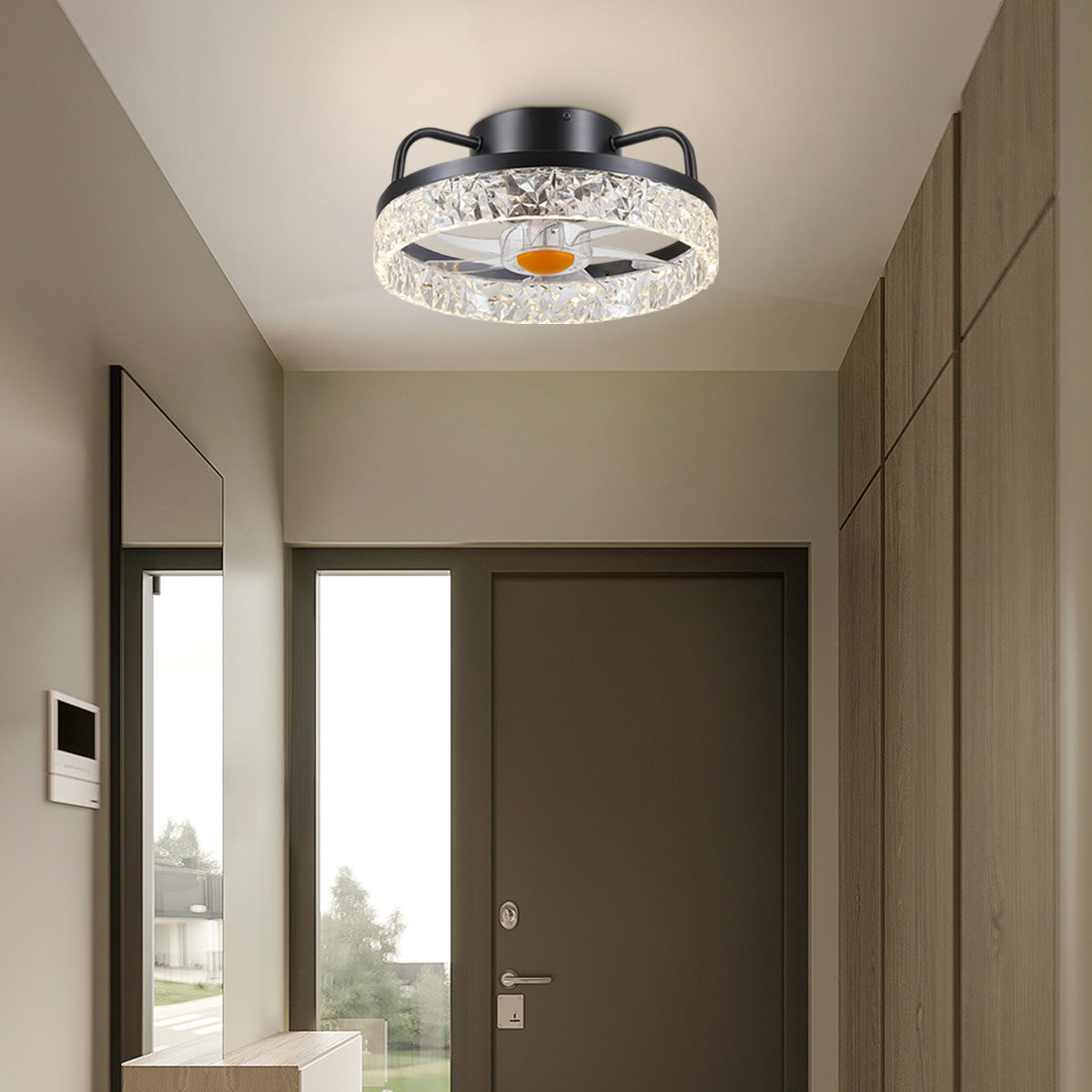 Low Profile Ceiling Fan Light with Remote 13"-Joyfuzzy