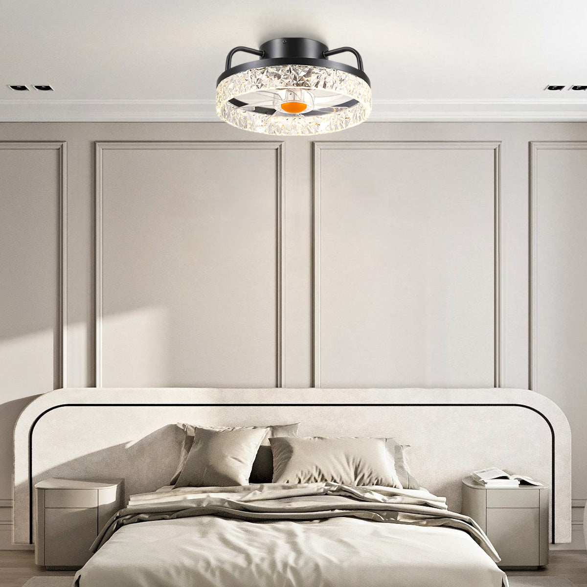 Low Profile Ceiling Fan Light with Remote 13"-Joyfuzzy