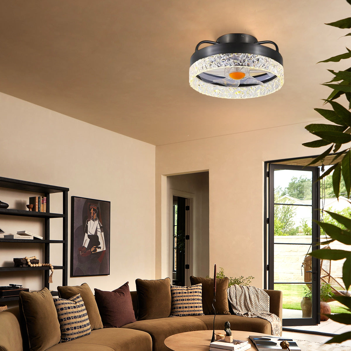 Low Profile Ceiling Fan Light with Remote 13"-Joyfuzzy