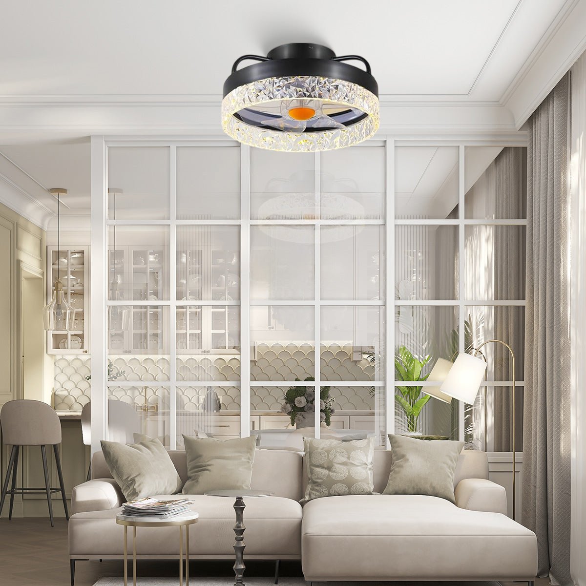 Low Profile Ceiling Fan Light with Remote 13" - Joyfuzzy