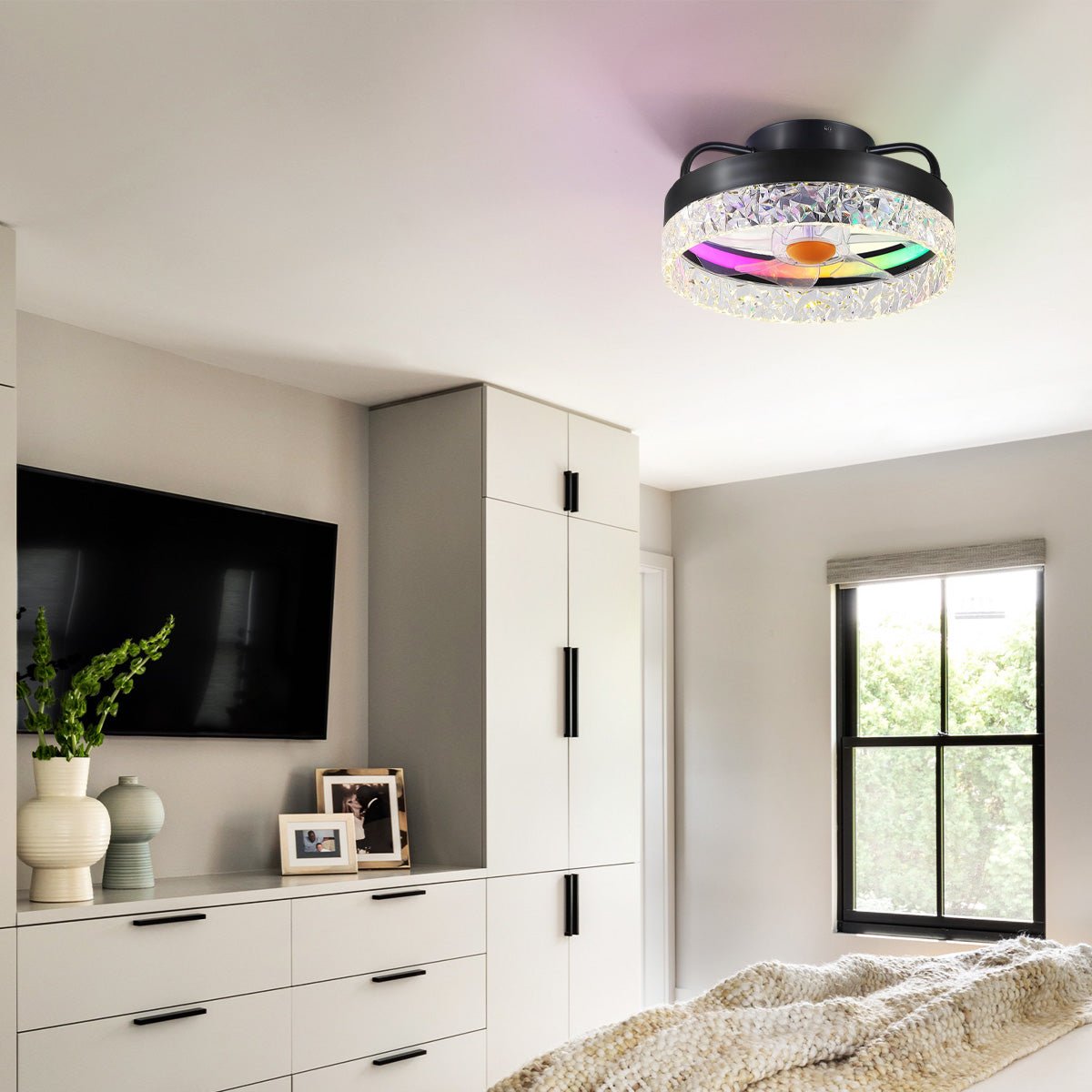 Low Profile Ceiling Fan Light with Remote 13" - Joyfuzzy