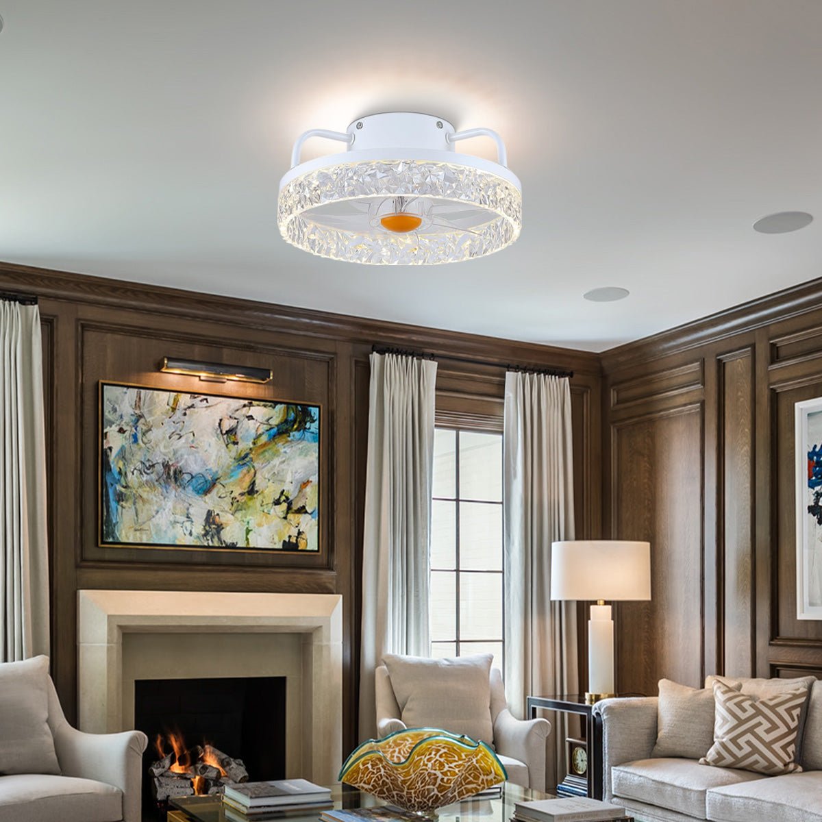 Low Profile Ceiling Fan Light with Remote 13" - Joyfuzzy