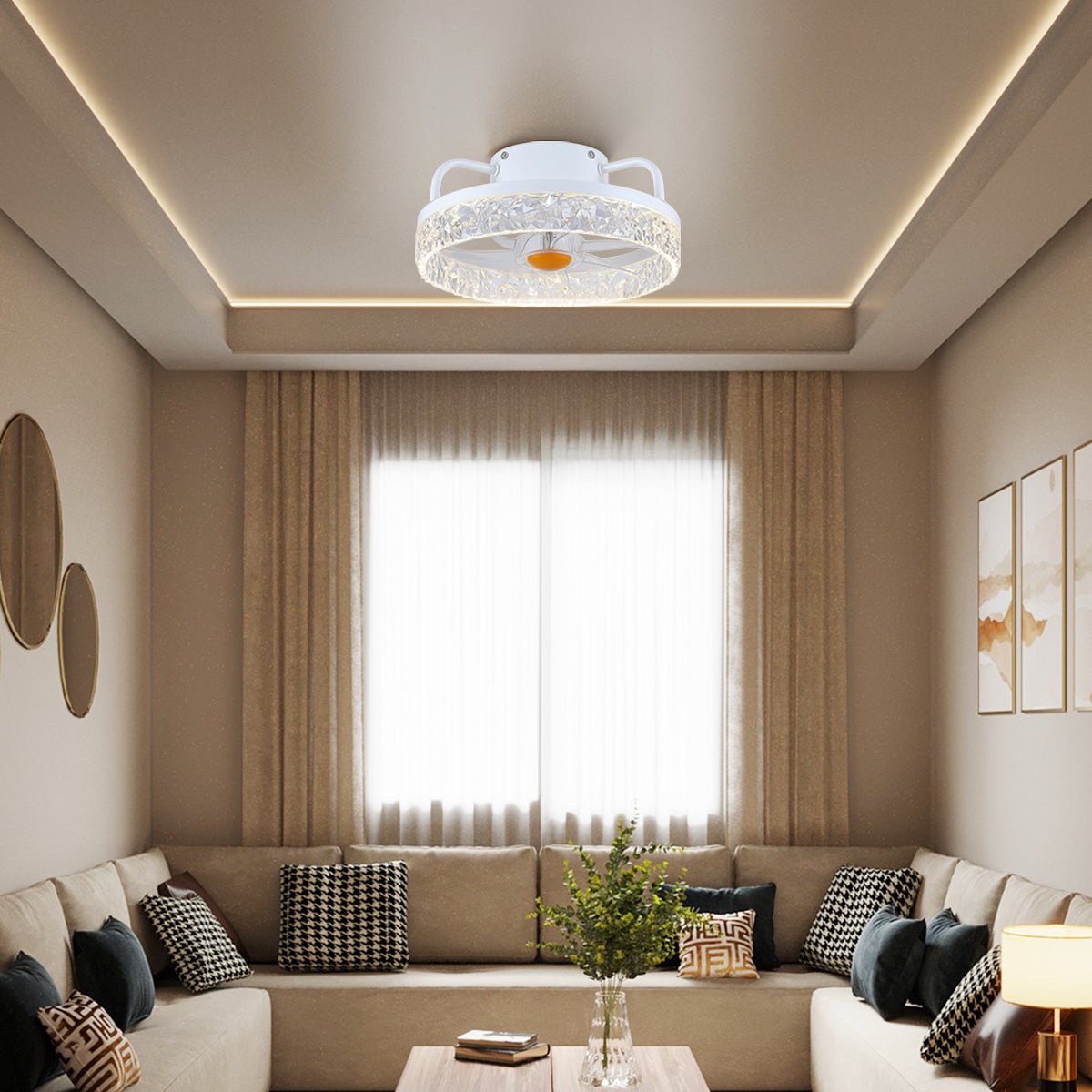Low Profile Ceiling Fan Light with Remote 13" - Joyfuzzy