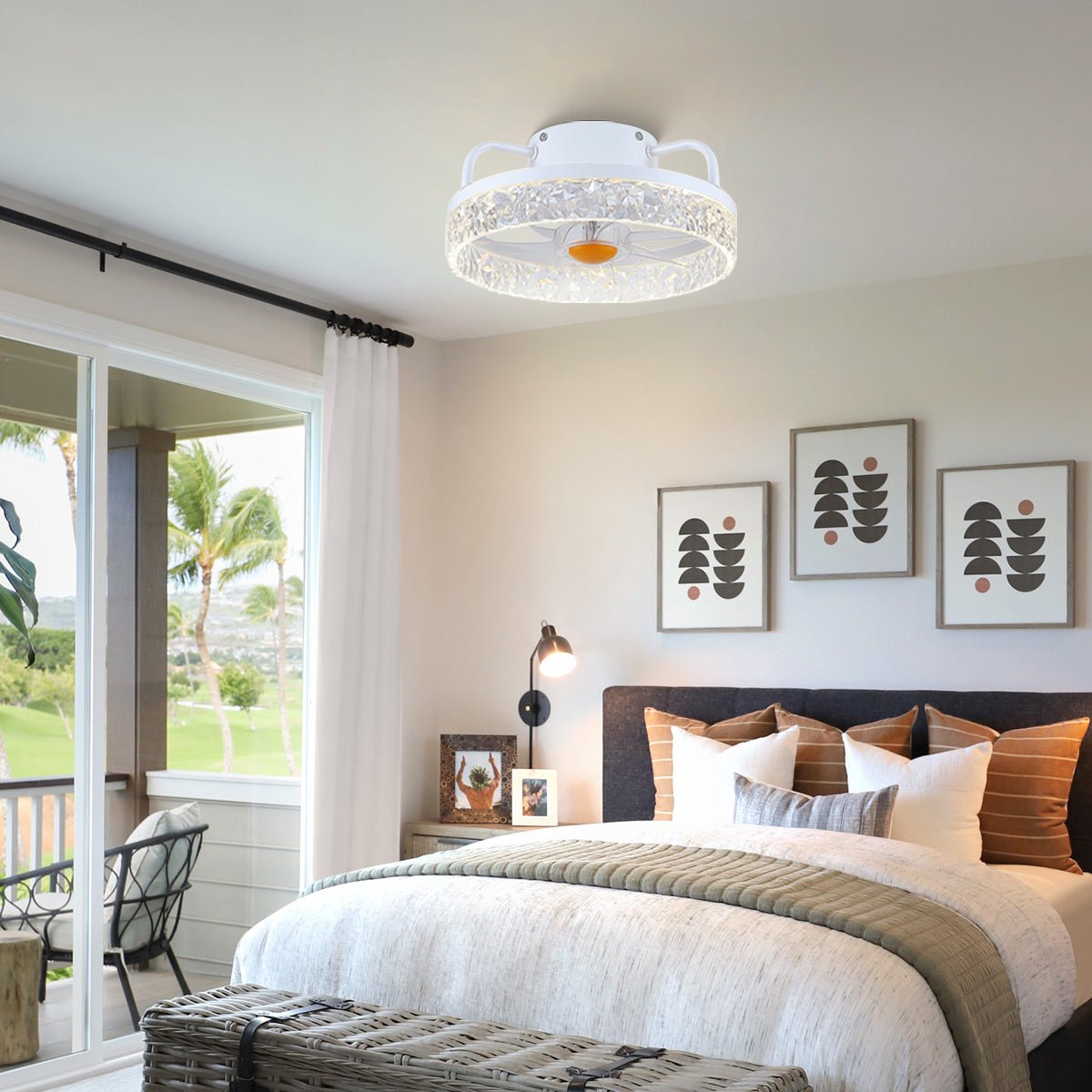Low Profile Ceiling Fan Light with Remote 13" - Joyfuzzy
