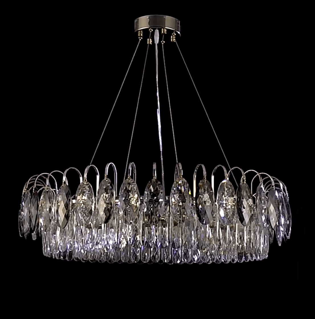 Luxurious K9 Crystal Chandelier Modern Ceiling Light Fixtures Set for Living Room/Dining Room - Rectangle: L33.5"*W9''*H9"/8 Lights/17.2 kgGoldWarm LightJoyfuzzy