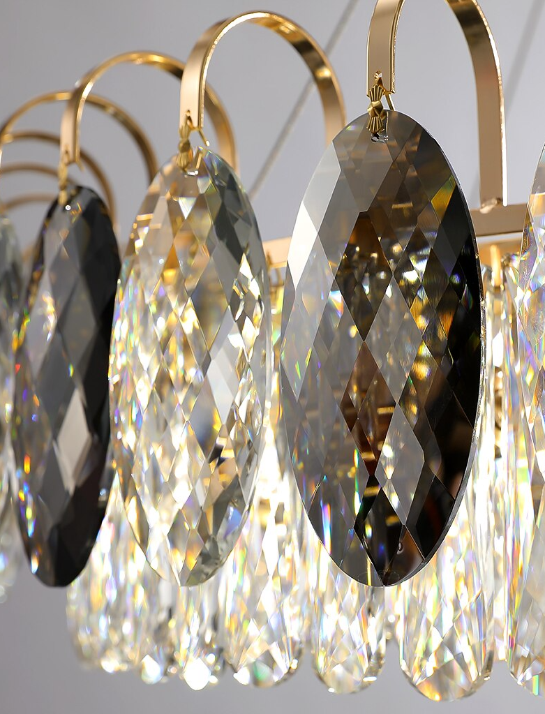 Luxurious K9 Crystal Chandelier Modern Ceiling Light Fixtures Set for Living Room/Dining Room - Round: D19.7"*H9"/6 Lights/11 kgSilverWarm LightJoyfuzzy