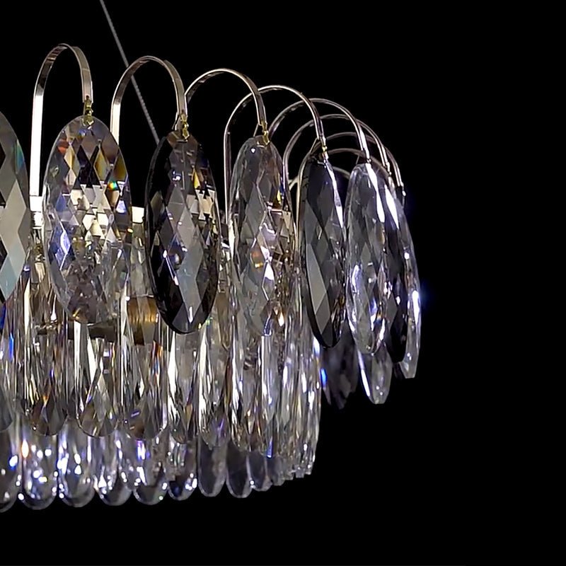 Luxurious K9 Crystal Chandelier Modern Ceiling Light Fixtures Set for Living Room/Dining Room - Round: D19.7"*H9"/6 Lights/11 kgSilverWarm LightJoyfuzzy