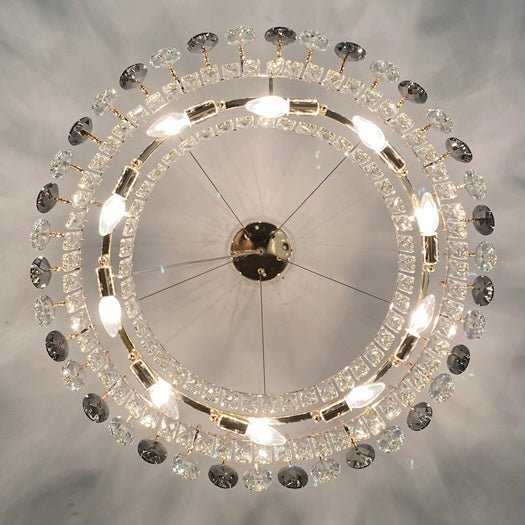 Luxurious K9 Crystal Chandelier Modern Ceiling Light Fixtures Set for Living Room/Dining Room - Round: D19.7"*H9"/6 Lights/11 kgSilverWarm LightJoyfuzzy