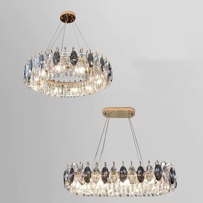 Luxurious K9 Crystal Chandelier Modern Ceiling Light Fixtures Set for Living Room/Dining Room - CustomGoldWarm LightJoyfuzzy