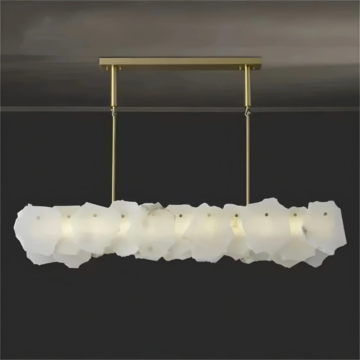 Luxury Alabaster Flakes Linear Chandelier Hanging Rod Light-