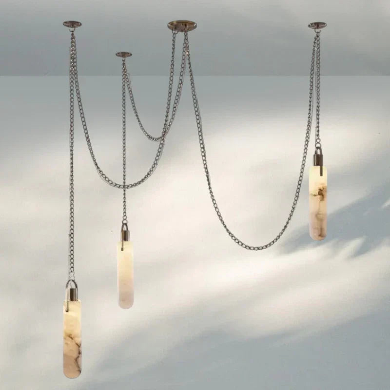 Luxury Alabaster Flint 3-Light LED Multi-Drop Pendant Light-Pendant for living room,Pendant for kitchen,Pendant for bathrooms,Pendant for bedrooms,Pendant for foyer,Pendant for stairways,Pendant for dining room-Joyfuzzy