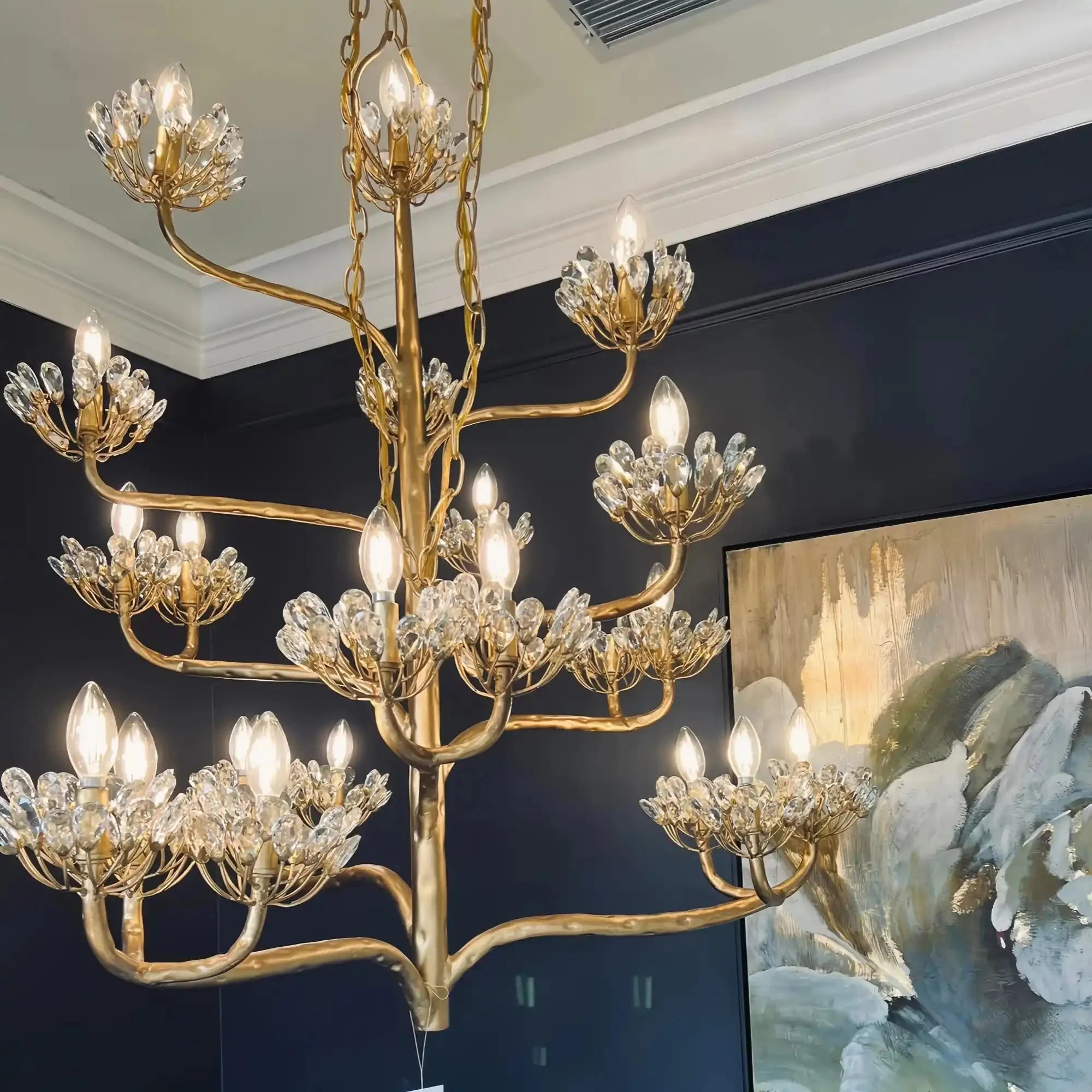 Luxury Branch Flower Chandelier in Gold for Living Room Staircase and Bedroom Lighting - 22 Lights/D42"*H43.5"Warm LighgtJoyfuzzy