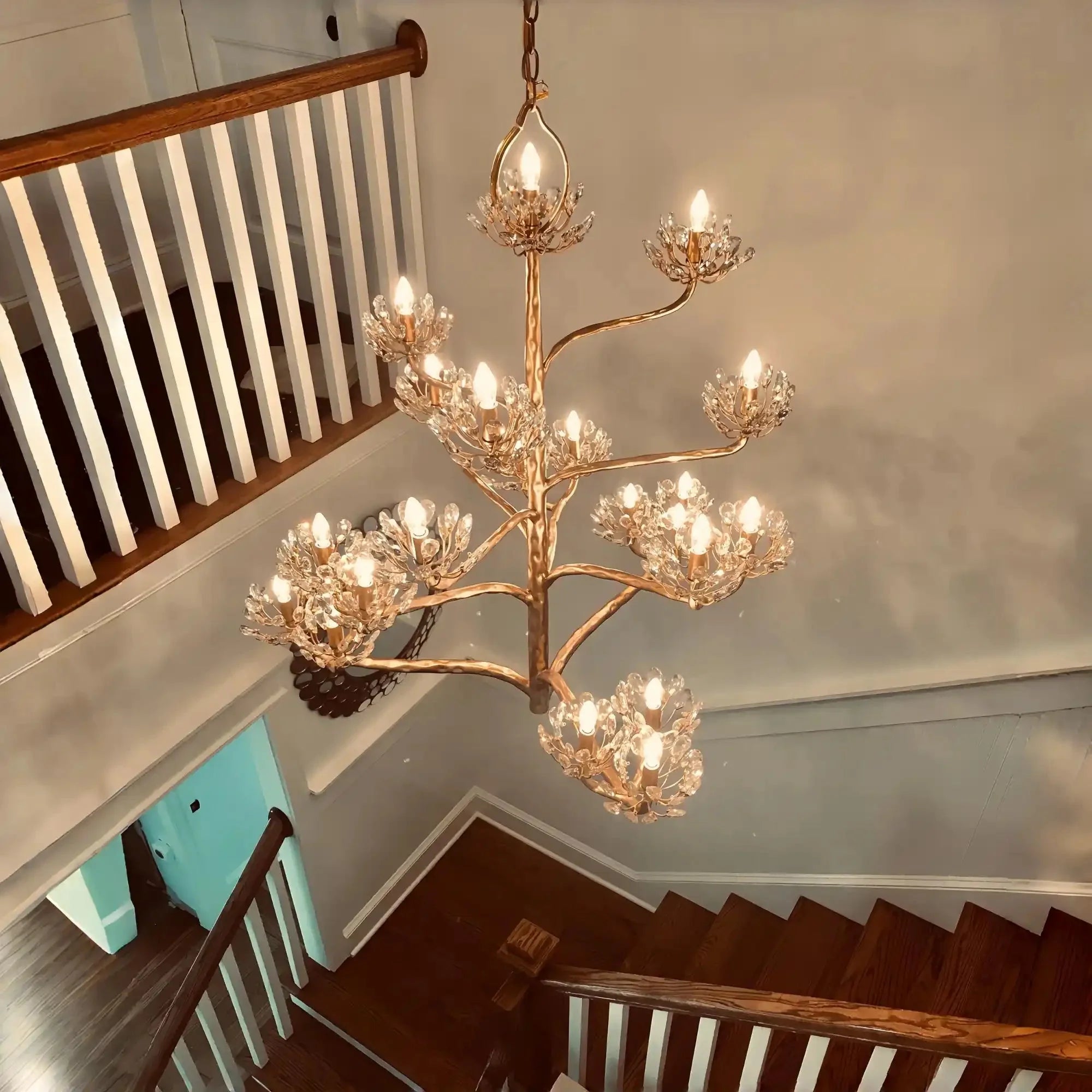 Luxury Branch Flower Chandelier in Gold for Living Room Staircase and Bedroom Lighting - 22 Lights/D42"*H43.5"Warm LighgtJoyfuzzy
