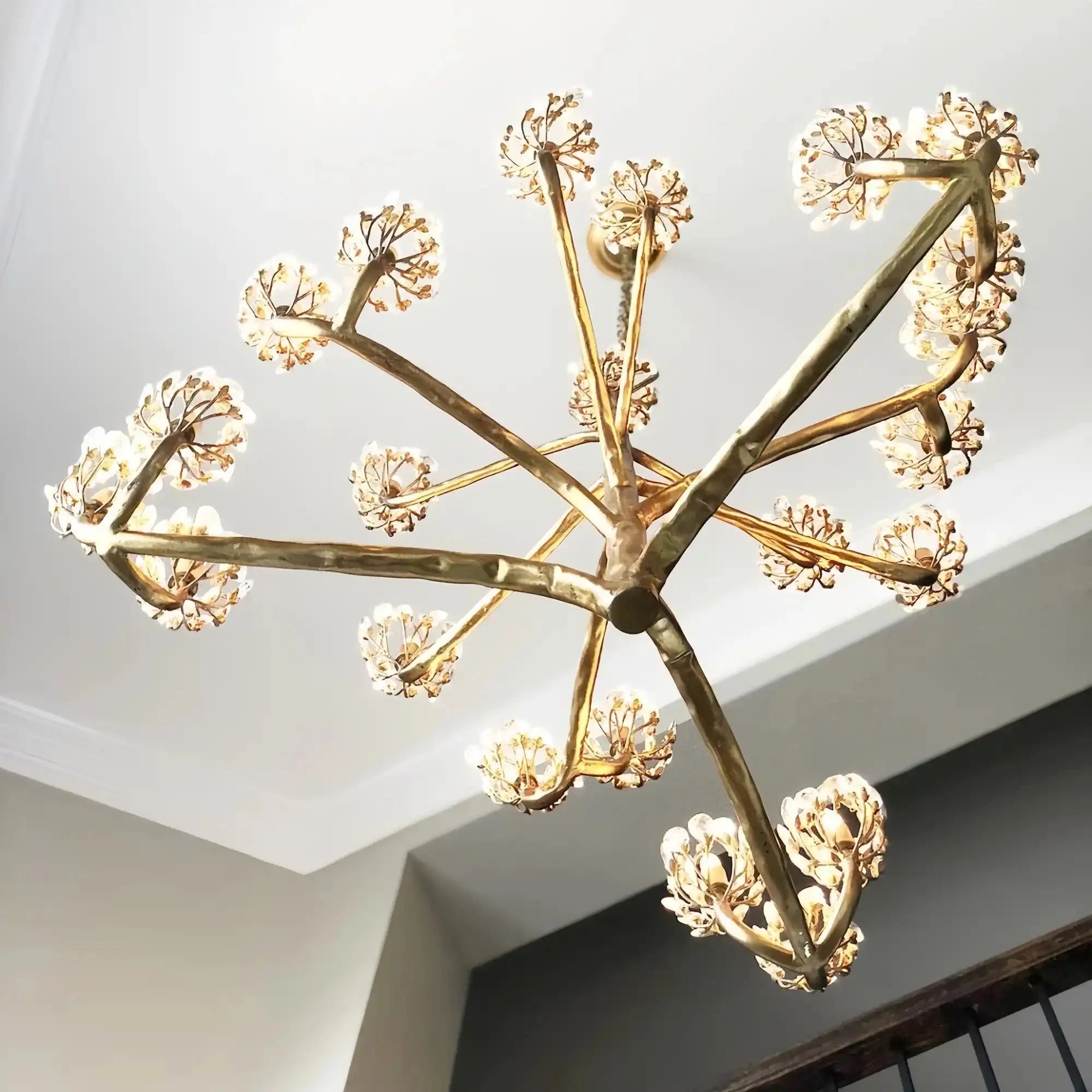 Luxury Branch Flower Chandelier in Gold for Living Room Staircase and Bedroom Lighting - 22 Lights/D42"*H43.5"Warm LighgtJoyfuzzy