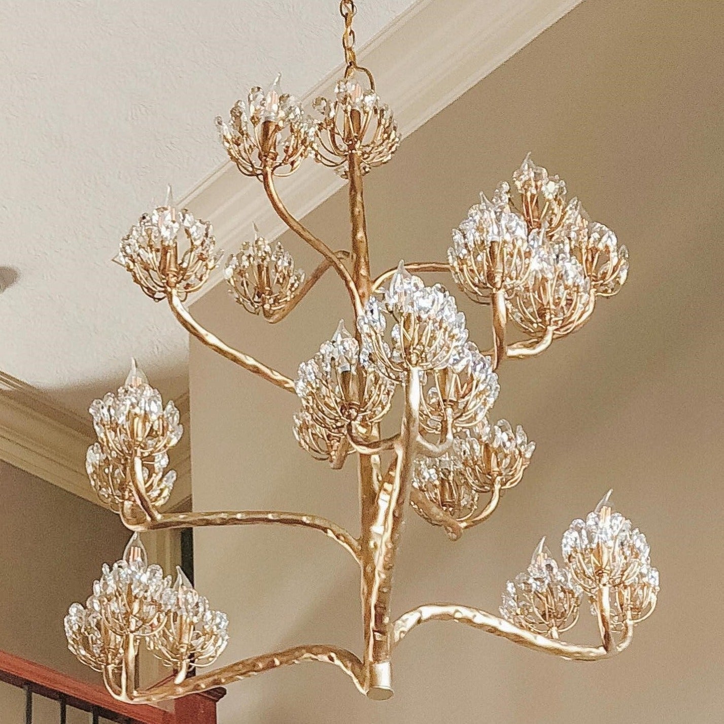 Luxury Branch Flower Chandelier in Gold for Living Room Staircase and Bedroom Lighting - 22 Lights/D42"*H43.5"Warm LighgtJoyfuzzy
