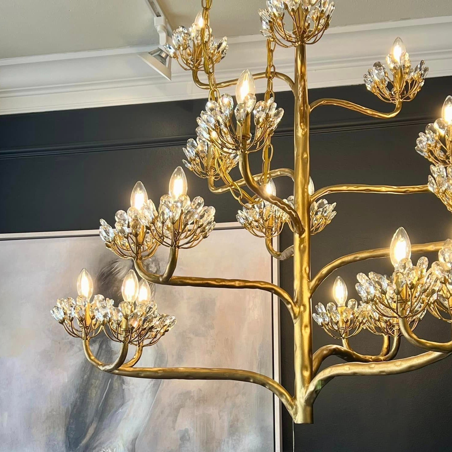 Luxury Branch Flower Chandelier in Gold for Living Room Staircase and Bedroom Lighting - 22 Lights/D42"*H43.5"Warm LighgtJoyfuzzy