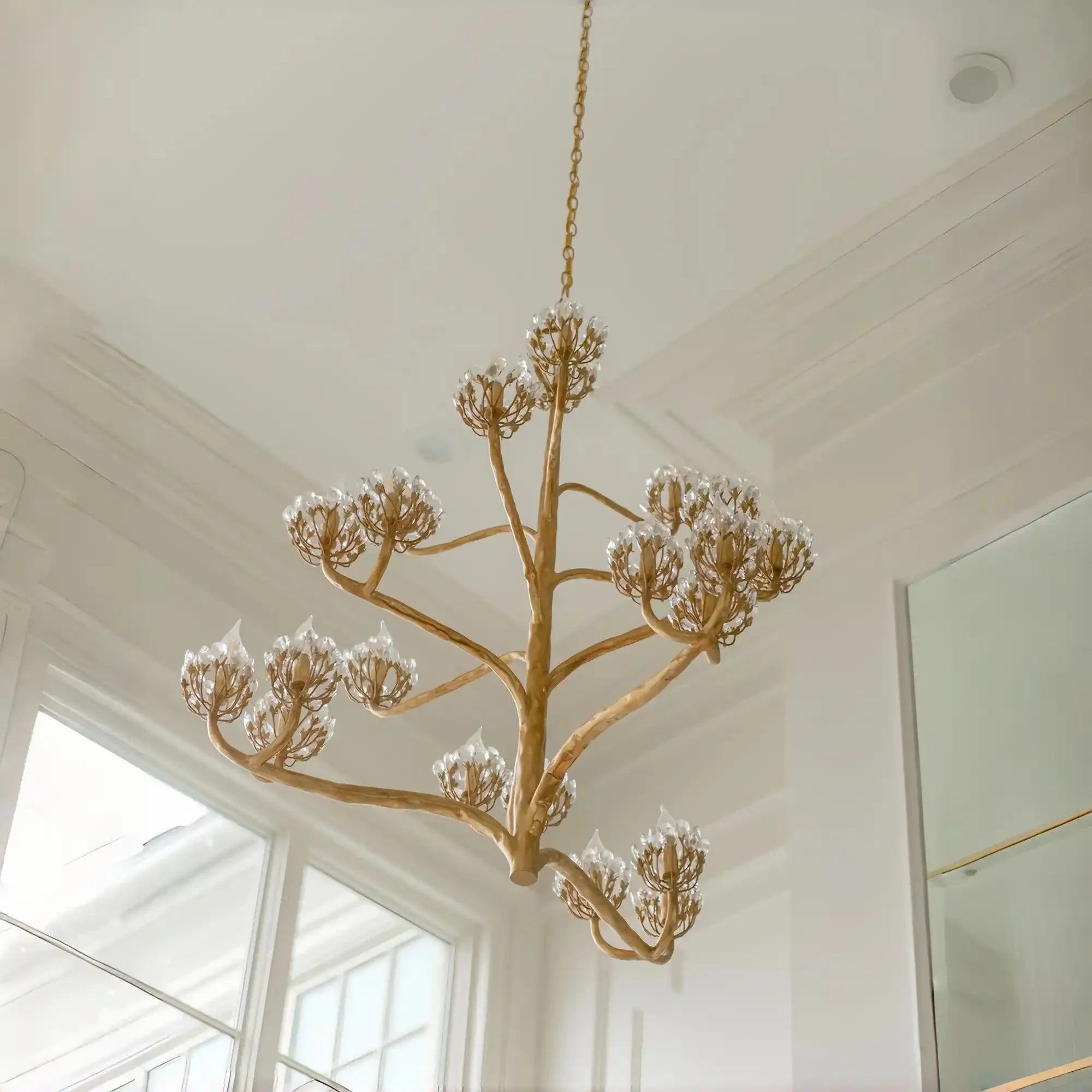 Luxury Branch Flower Chandelier in Gold for Living Room Staircase and Bedroom Lighting - 22 Lights/D42"*H43.5"Warm LighgtJoyfuzzy