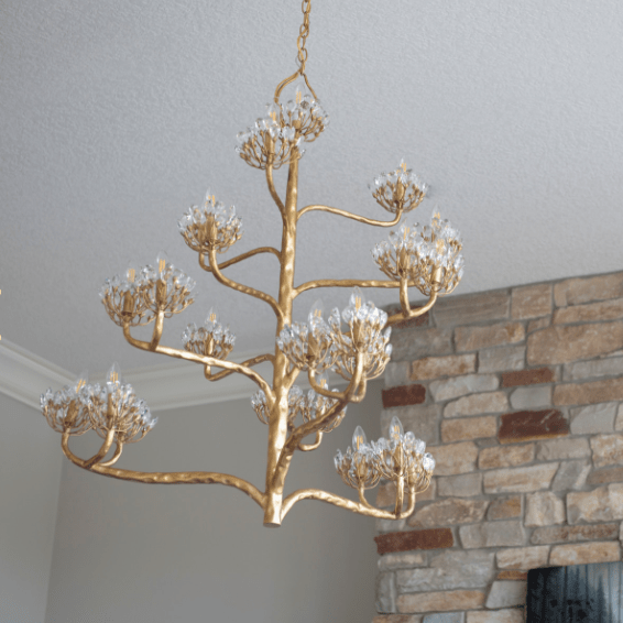 Luxury Branch Flower Chandelier in Gold for Living Room Staircase and Bedroom Lighting - 22 Lights/D42"*H43.5"Warm LighgtJoyfuzzy
