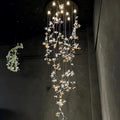 Luxury Branch Flower Crystal Chandelier for High Ceiling Staircase Foyer and Hallway Decor - D19.7