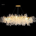 Luxury Branches Crystal Frosted Glass Chandelier Set for Living and Dining Room - Rectangle: L39.4