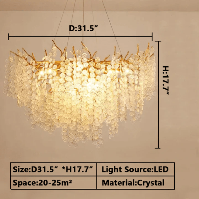 Luxury Branches Crystal Frosted Glass Chandelier Set for Living and Dining Room - Rectangle: L39.4"*H15.7"Warm LightJoyfuzzy