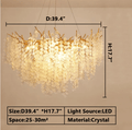 Luxury Branches Crystal Frosted Glass Chandelier Set for Living and Dining Room - Rectangle: L39.4