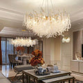 Luxury Branches Crystal Frosted Glass Chandelier Set for Living and Dining Room - Round: D31.5