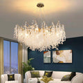 Luxury Branches Crystal Frosted Glass Chandelier Set for Living and Dining Room - Round: D31.5