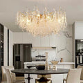 Luxury Branches Crystal Frosted Glass Chandelier Set for Living and Dining Room - Round: D31.5