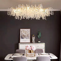 Luxury Branches Crystal Frosted Glass Chandelier Set for Living and Dining Room - Round: D31.5