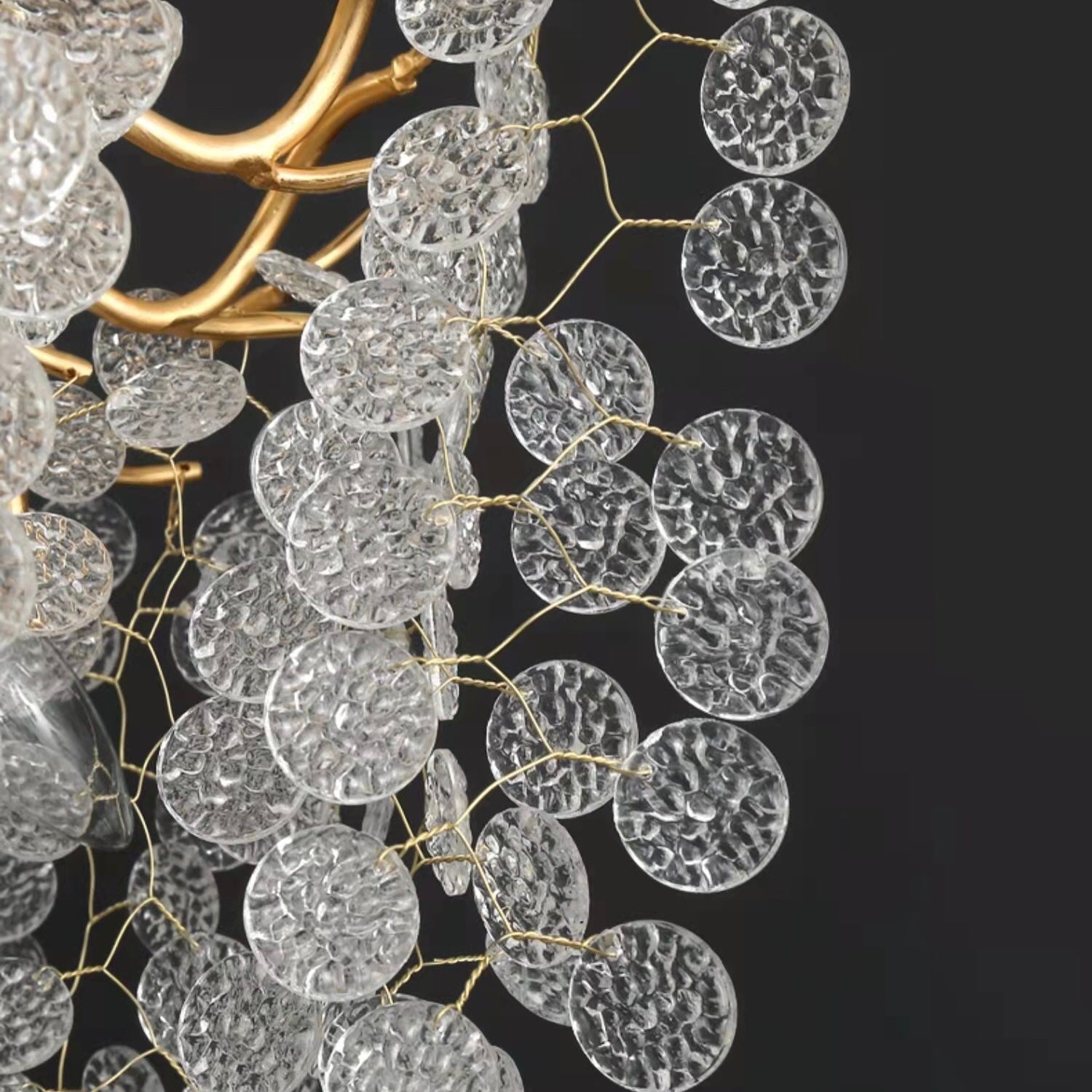 Luxury Branches Crystal Frosted Glass Chandelier Set for Living and Dining Room - Round: D31.5"*H17.7"Warm LightJoyfuzzy